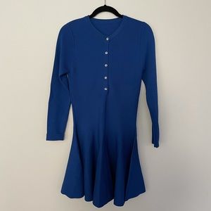 Stretchy Blue Long Sleeve Dress